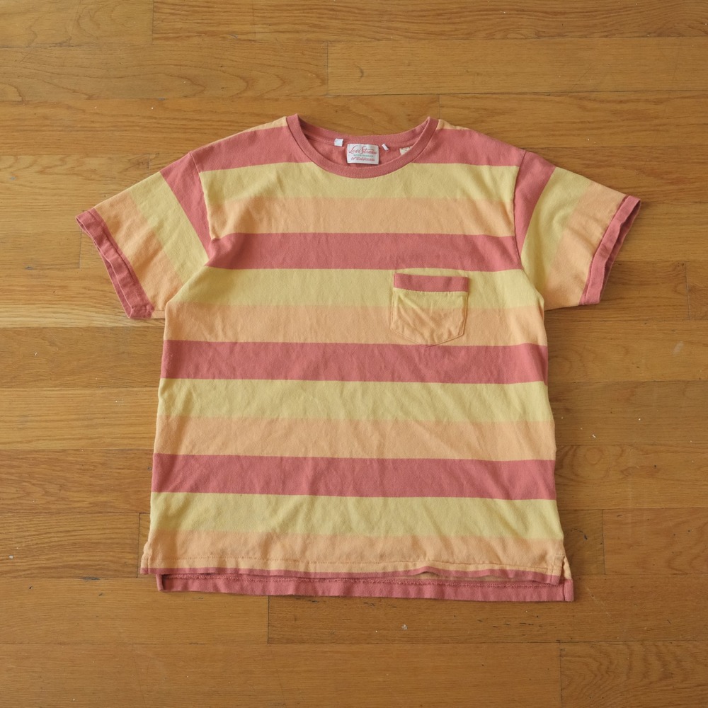Levi Strauss Sportswear Mens Pink Yellow Striped Pocket T-Shirt Vintage M Single